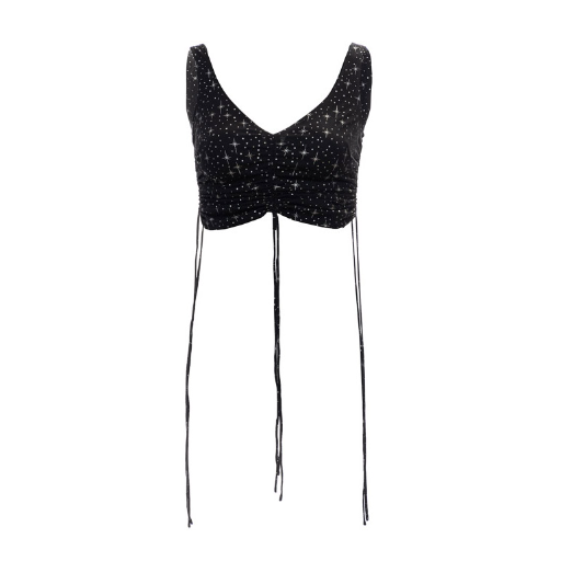 BALENCIAGA - Black glitter cropped top