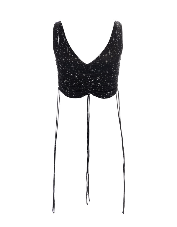 BALENCIAGA - Black glitter cropped top