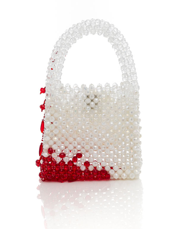 Chic - YANA KLEV RED AND WHITE EVENING BEADED HANDBAG