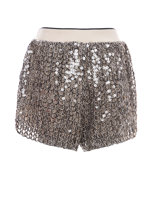 SEQUIN-EMBELLISHED SILK SHORTS