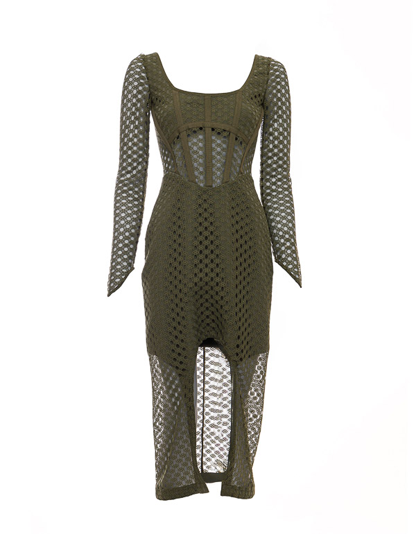 MIDI CROCHET LACE DRESS