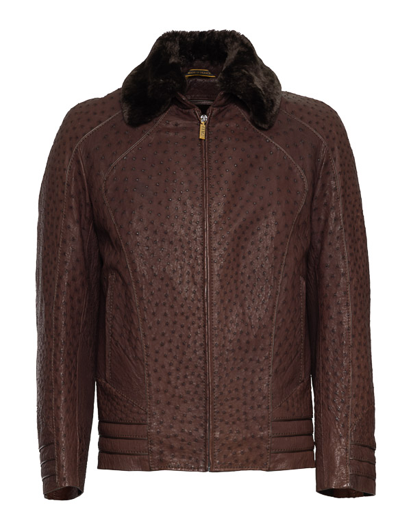NOLOT MARRON OSTRICH LEATHER FUR JACKET