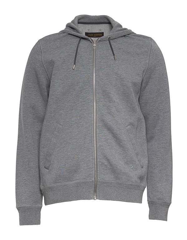 LOUIS VUITTON- Grey hooded cardigan