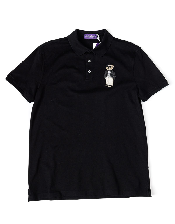 RALPH LAUREN - SS polo shirt with bear pique patch