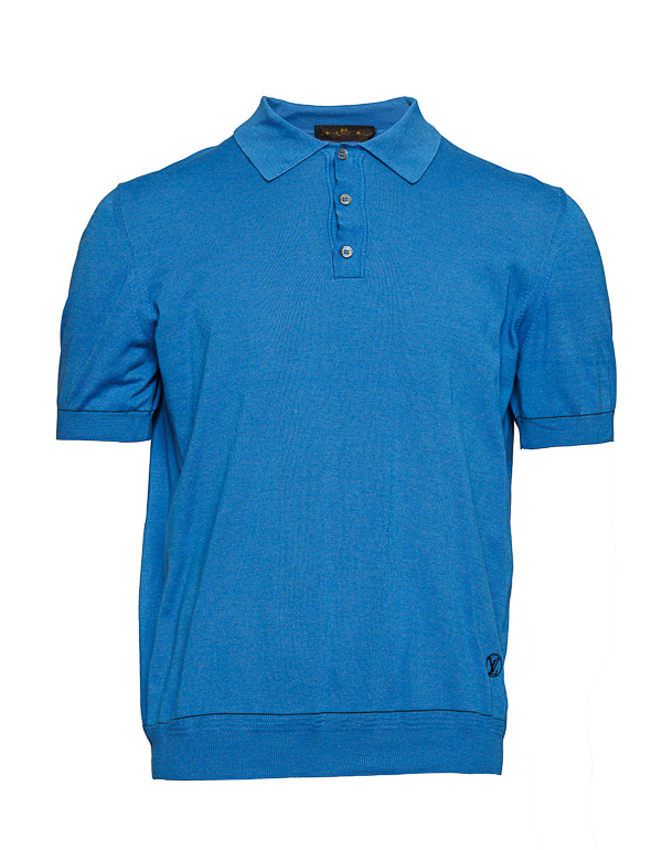 LOUIS VUITTON - Blue short-sleeve polo shirt