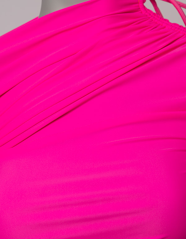 BALENCIAGA - Neon pink asymmetric mini dress