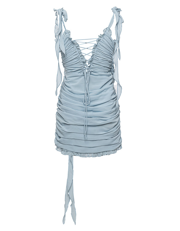 BLUE ROSE RUCHED MINI DRESS