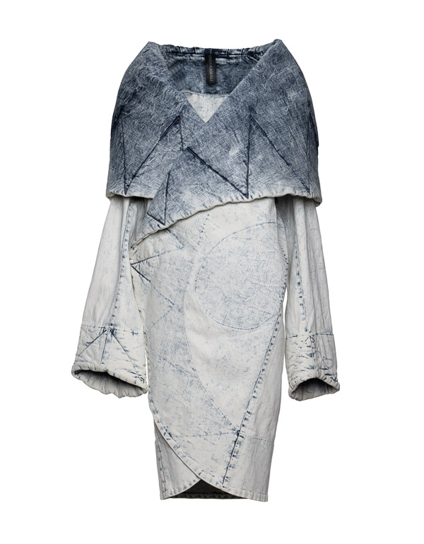 ACID WASH DENIM PUFFER JACKET