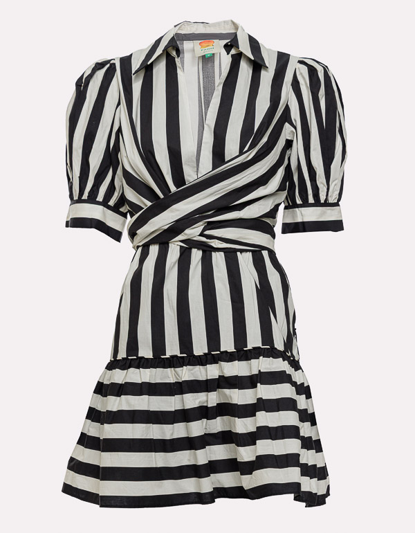 STRIPED BELTED MINI DRESS