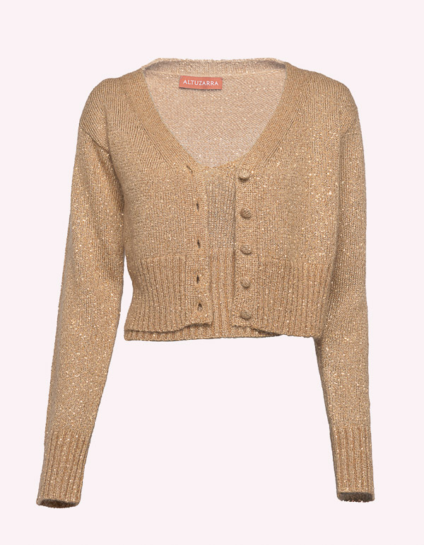 SEQUIN KNIT SET CARDIGAN + TOP