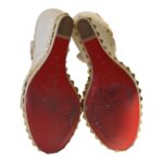 Cataclou White/Gold Studded Espadrille Wedge Sandals