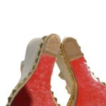 Cataclou White/Gold Studded Espadrille Wedge Sandals