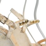 Cataclou White/Gold Studded Espadrille Wedge Sandals