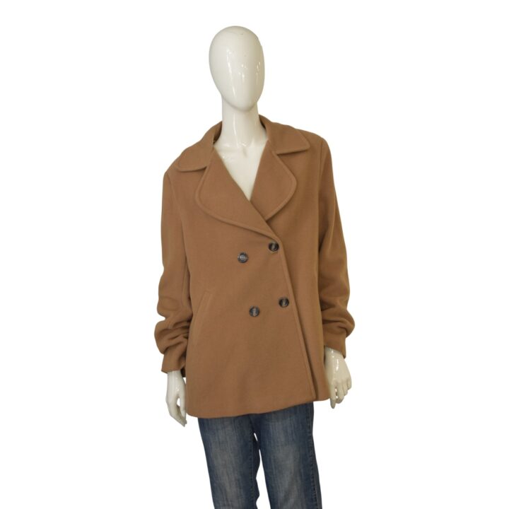 Les Copains Blue Women’s Camel Wool Peacoat Jacklet– Size 46 – Made in Italy