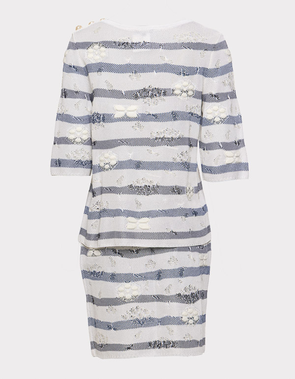 KNITTED STRIPED FLORAL SET TOP + SKIRT