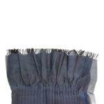Issey Miyake Sheer Pleated Navy Blue & black Scarf Long Shawl with Fringe