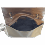 LANVIN Brown / Olive Green Leather Happy Flap Shoulder Bag Gold Chain Handles