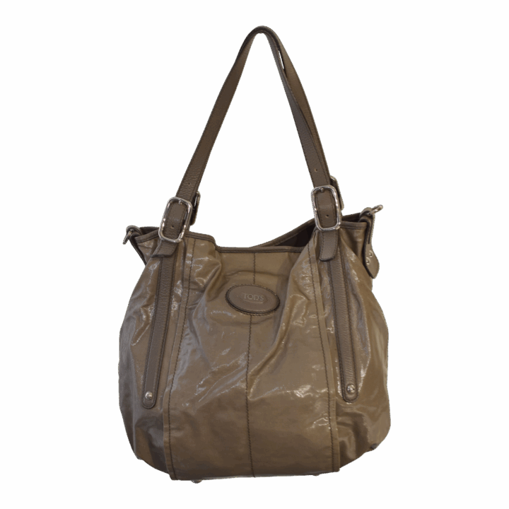 Tod's Taupe Coated Canvas G-Bag Sacca Grande Tote Bag Wax glazed coated handbag Tod's Taupe Coated Canvas G-Bag Sacca Grande Tote Bag Wax glazed coated handbag