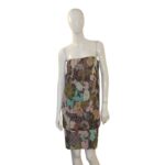 Missoni Metallic Lurex Strapless Floral Knit Cocktail Dress IT42 Bustier Italy